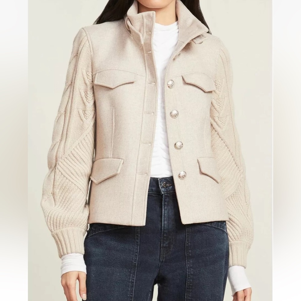 Veronica Beard Arshia Cableknit Sweater Jacket Coat